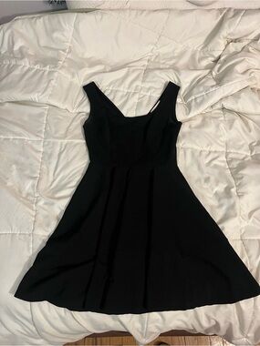 MALLOY Black Scoop-Neck Skater Mini Dress